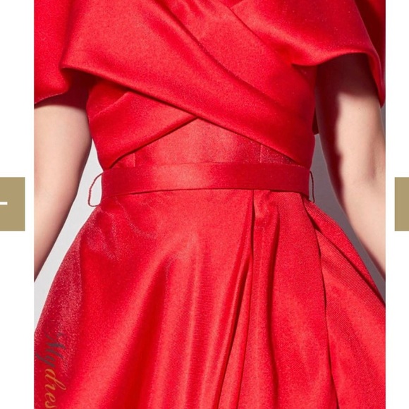 Sara Badr Off Shoulder Red Gown - Picture 2 of 6